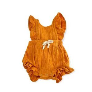 Baby Girl Romper Dress One Piece - Orange | 0-3